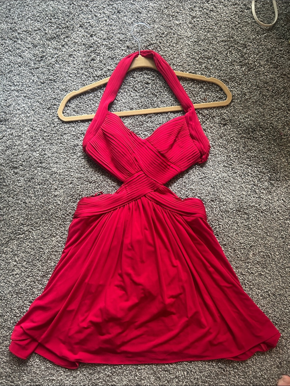 BCBGMAXAZRIA Red Halter Cutout Women's Dress